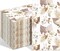 100-Pack Boho Leaves Disposable Guest Napkins, Tan with Floral Decor